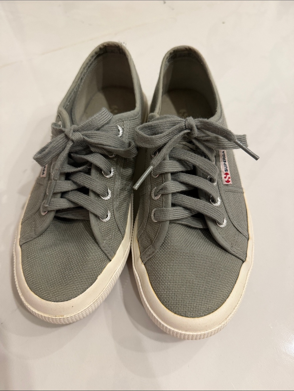 Superga Women's Light Grey Canvas Low-Top Sneakers